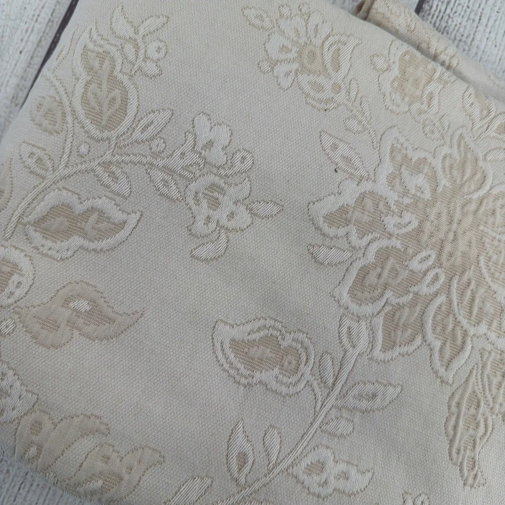 Pereira Da Cunha Shower Curtain Beige Floral Matelasse Portugal 100% Cotton
